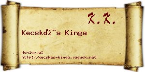 Kecskés Kinga névjegykártya